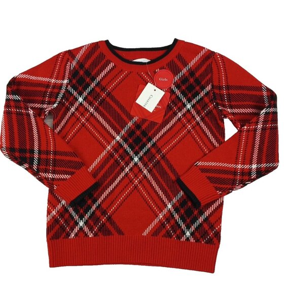 Charter Club Other - NWT CHARTER CLUB Fall Christmas Sweater Girls Size 5 Plaid Pullover Crew Neck